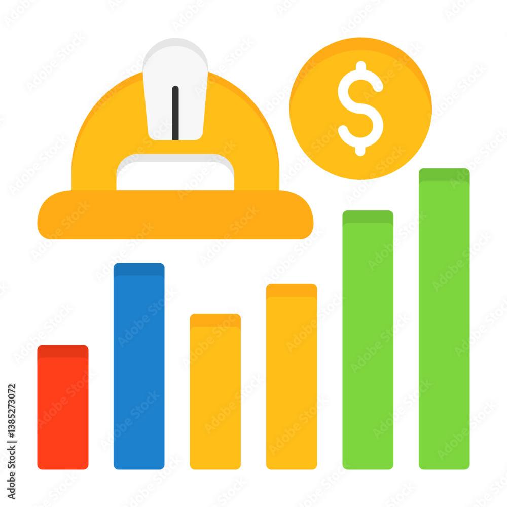 Labor Statistics Graph Flat Style Icon Labor Statistics Graph Flat Style Icon