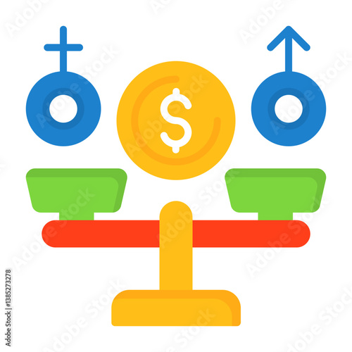 Equal Pay Flat Style Icon