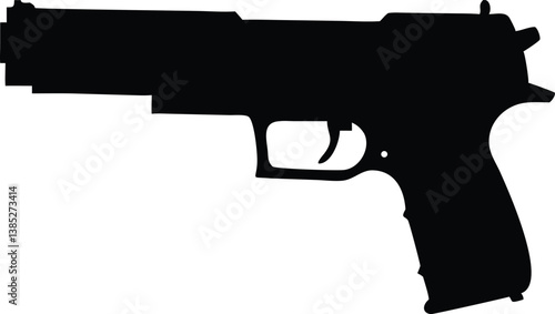 Pistol Silhouette with Transparent Background Gun Icon