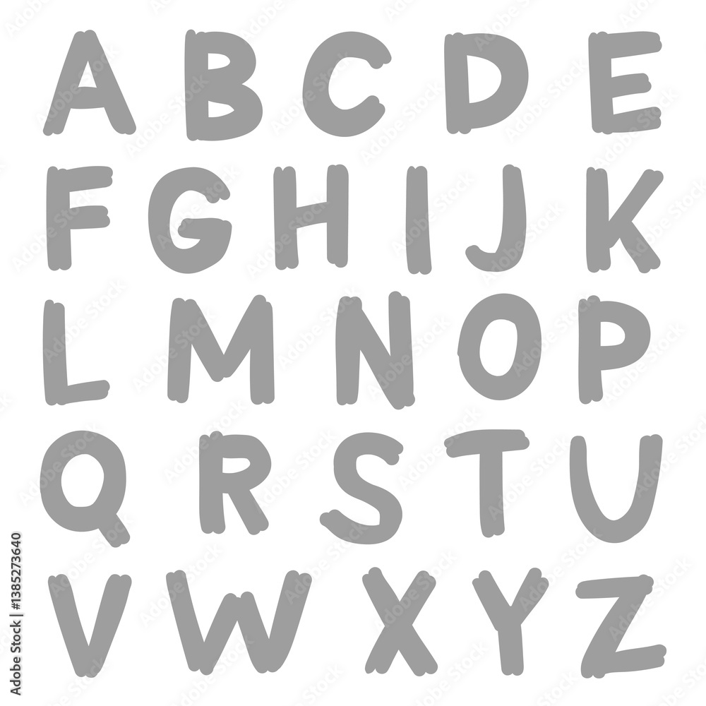 Hand drawn doodle gray english alphabet on white background. Hand drawn doodle gray english alphabet on white background.