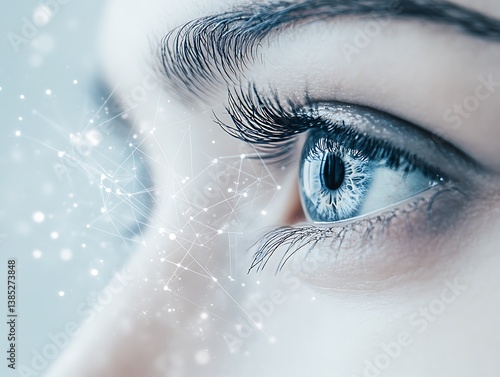 Closeup woman's eyes futuristic vision