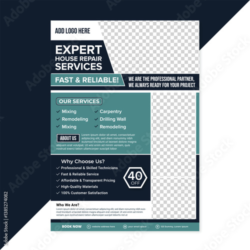 Home repair flyer template with Handyman leaflet design Professional plumbing service brochure cover
