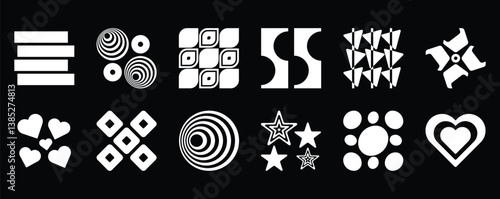 love stars triangle and abstract shapes collection. Abstract symbols set. vector elements. Geometric icons. Isolated modern signs.