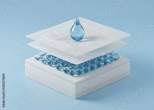Multilayer Absorbent Hygiene Multilayer 3D illustratioon
