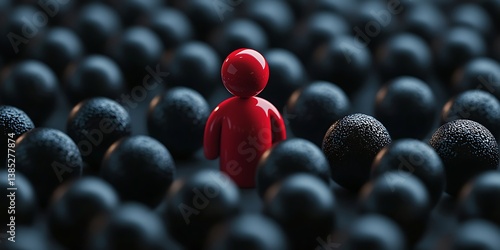 A red figure among black spheres symbolizes identifying insider threats.