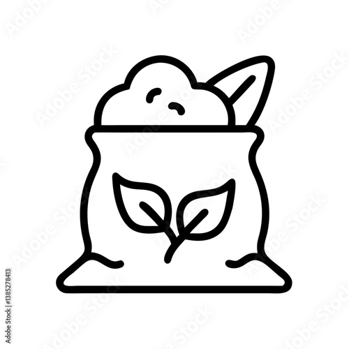 Organic fertilizer bag with leaves vector illustration for agriculture and gardening needs design icon 