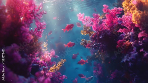 Wallpaper Mural Vibrant underwater scene with colorful coral and fish. Torontodigital.ca