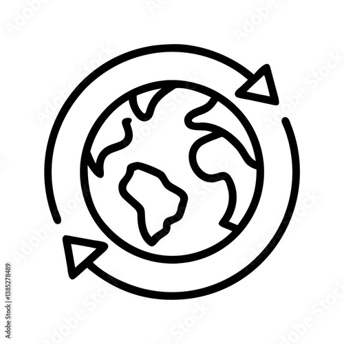 Global earth rotation vector icon for worldwide business and international recycling and environment concept