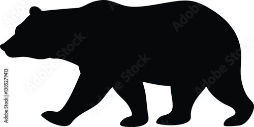 Silhouette of Walking Brown Bear, Isolated Design, Wildlife Animal on Transparent Background