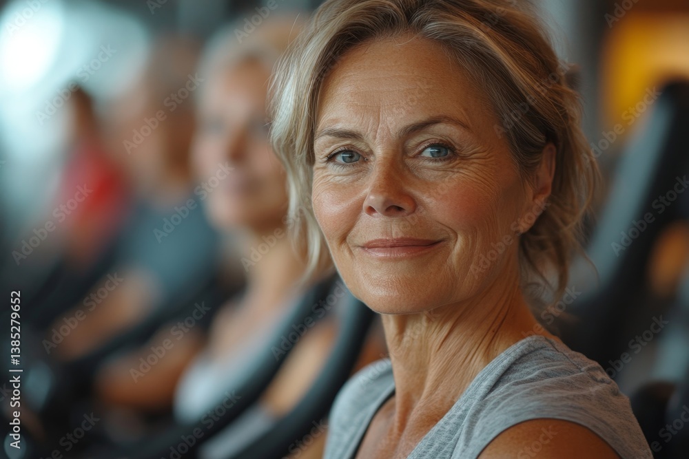 Happy senior people doing exercises in gym to stay fit, Generative AI Happy senior people doing exercises in gym to stay fit, Generative AI