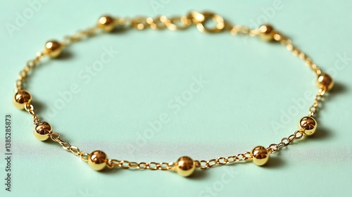 Wallpaper Mural Gold choker necklace with delicate details placed on a pastel green backdrop Torontodigital.ca