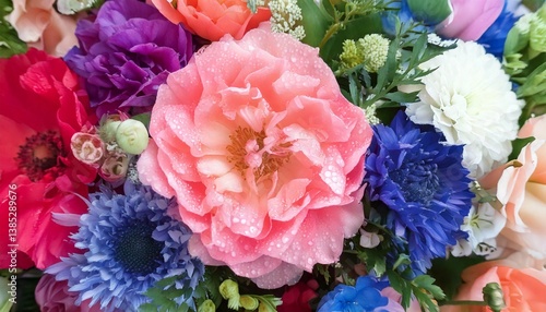 美しい花の背景、いろんな種類の花がたくさん