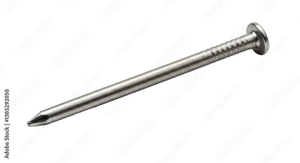 Isolated Single Silver Metal Nail with Pointed Tip Isolated Single Silver Metal Nail with Pointed Tip