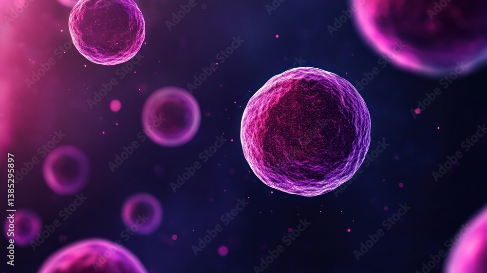 Naklejka premium Microscopic World: Cellular Structures in Vivid Hues