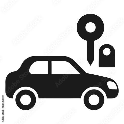 Car Keys Icon Simple Black Silhouette of Vehicle with Key