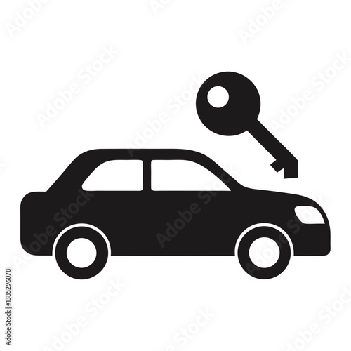 Car Key Icon Simple Silhouette of a Sedan with Key Graphic