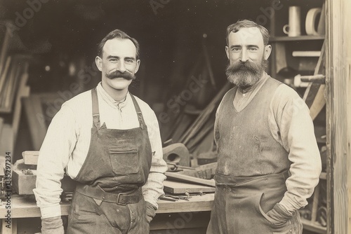 Antique Blacksmith and Carpenter 1885 Photo, Generative AI
