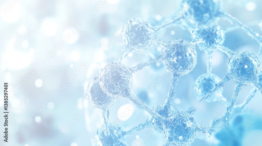 Abstract biological molecule structure, light blue background, scientific imagery, suitable for educational or scientific material Abstract biological molecule structure, light blue background, scientific imagery, suitable for educational or scientific material