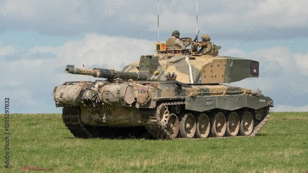 commander and gunner directing Challenger 2 II tank FV4034 in action on a military exercise commander and gunner directing Challenger 2 II tank FV4034 in action on a military exercise