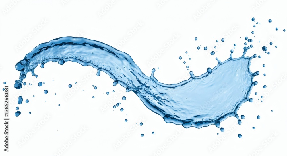 Obraz premium Abstract blue water splash isolated on white backdrop shows liquid motion with fresh ripples