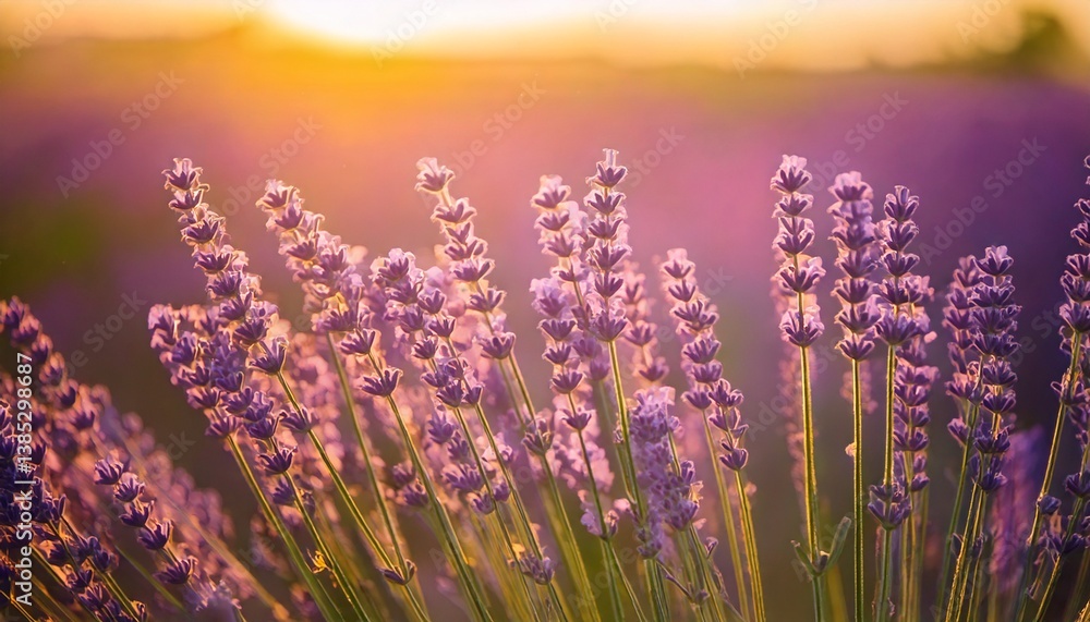 Naklejka premium ラベンダーの花の風景、フォトジェニックで美しい花