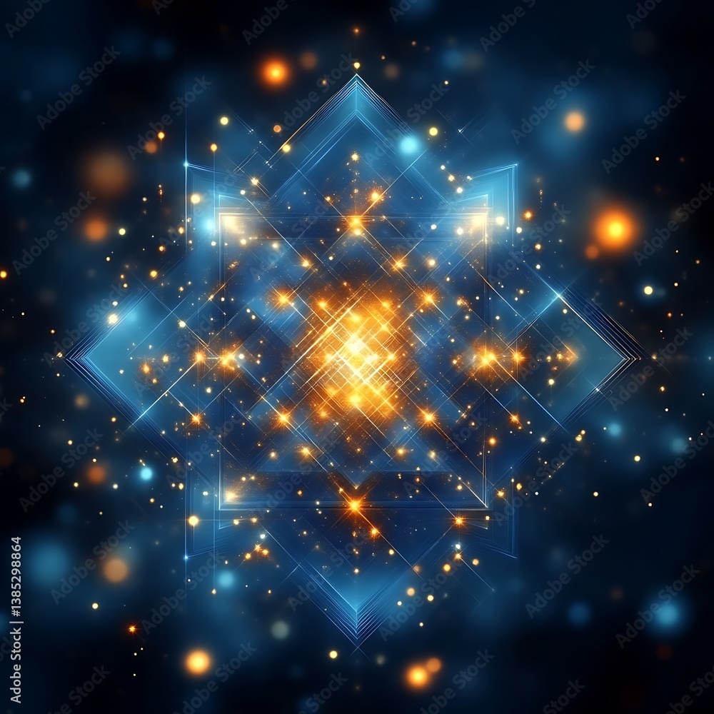 Fototapeta premium Abstract geometric design with glowing light