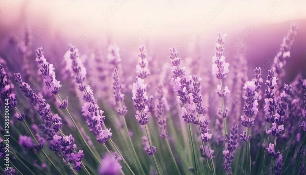 Naklejka premium ラベンダーの花の風景、フォトジェニックで美しい花