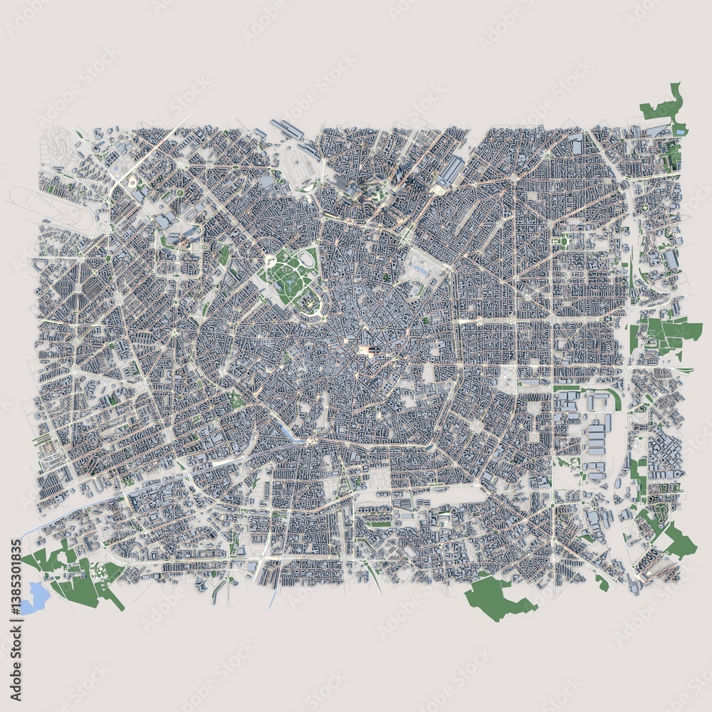 Fototapeta premium Milan City Italy Map, 3D Rendering