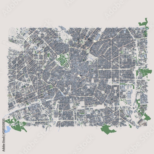 Milan City Italy Map, 3D Rendering