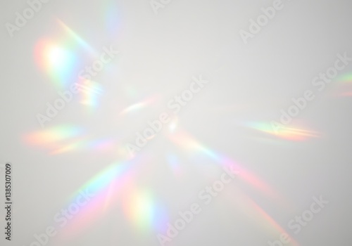Abstract Rainbow Light Effect on White Background, Optical Flare, Sunlight, Prism Refraction.