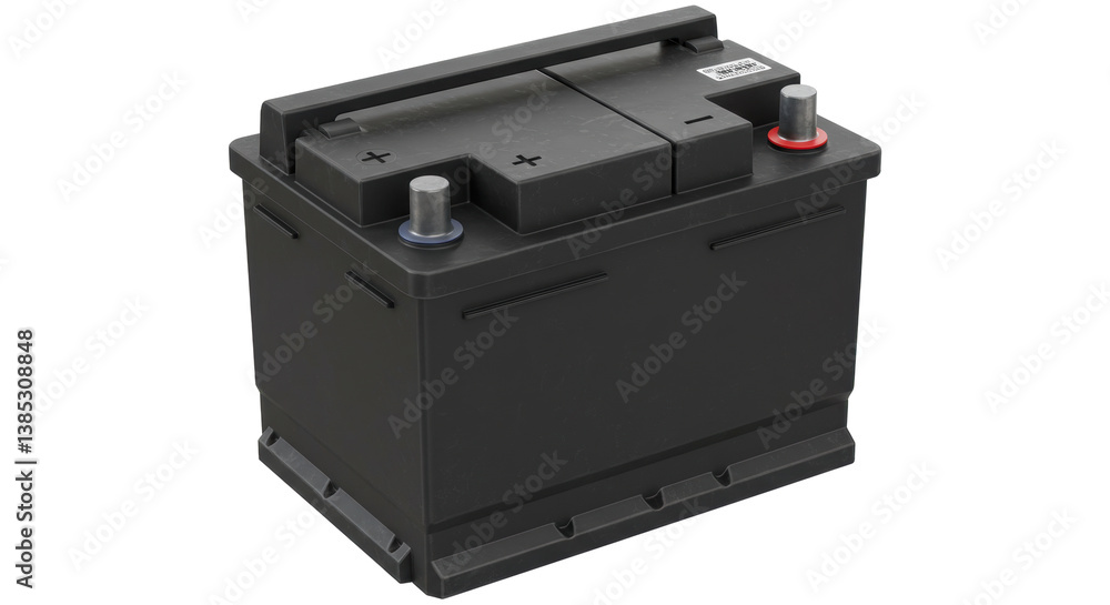Isolated Car Battery in Black Isolated Car Battery in Black