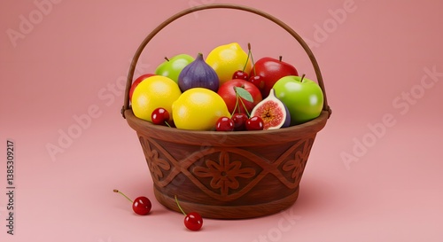 Basket filled with Fresh Fruits.