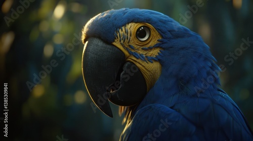 Wallpaper Mural Blue Macaw Portrait in Lush Forest Torontodigital.ca