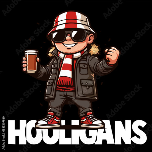 Vector illustration of Football fans ultras hooligans 