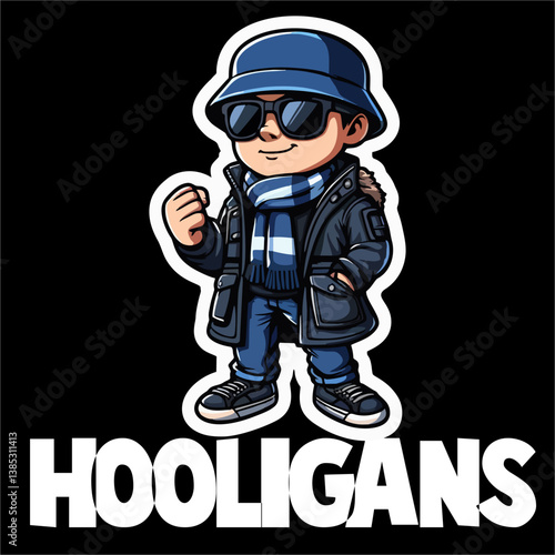 Vector illustration of Football fans ultras hooligans 