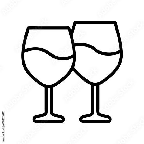 Two wine glasses vector icon illustration for celebration drink alcohol beverage design element outline  px