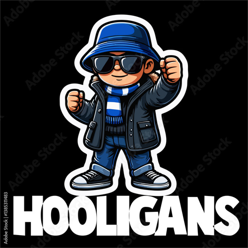 Vector illustration of Football fans ultras hooligans 