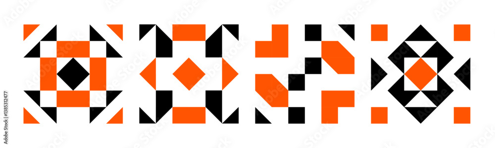geometric abstract pixel black shapes pattern set, seamless elements collection made of triangles and squares, pixel elements form, modern design for card, invitation, wallpaper geometric abstract pixel black shapes pattern set, seamless elements collection made of triangles and squares, pixel elements form, modern design for card, invitation, wallpaper