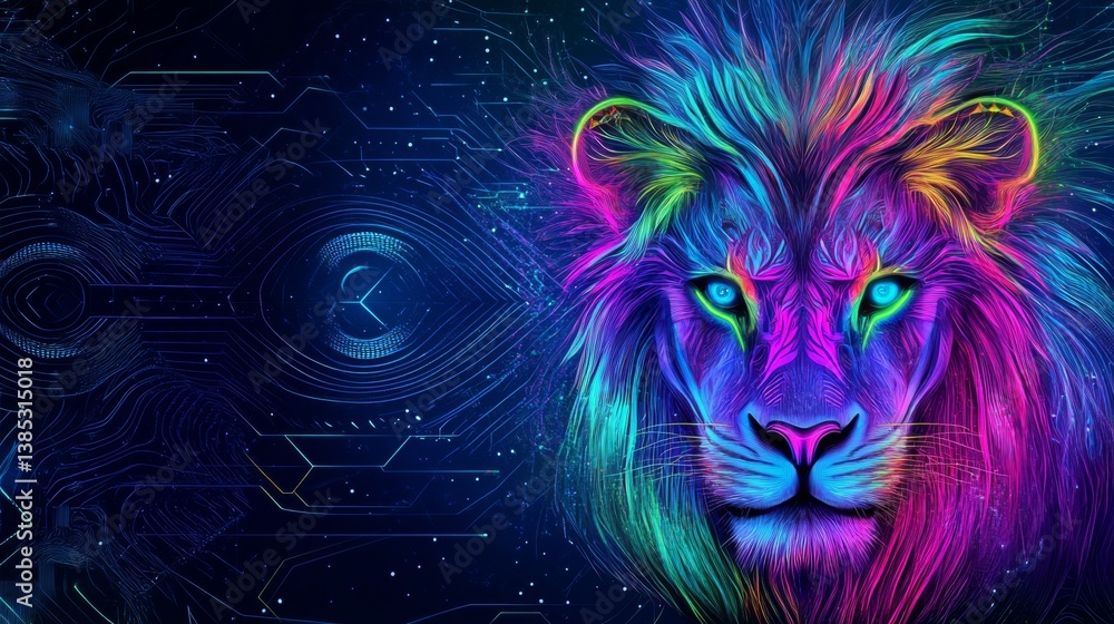 A cyberpunk Kenyan lion with neon streaks in its mane, prowling through a futuristic African city A cyberpunk Kenyan lion with neon streaks in its mane, prowling through a futuristic African city