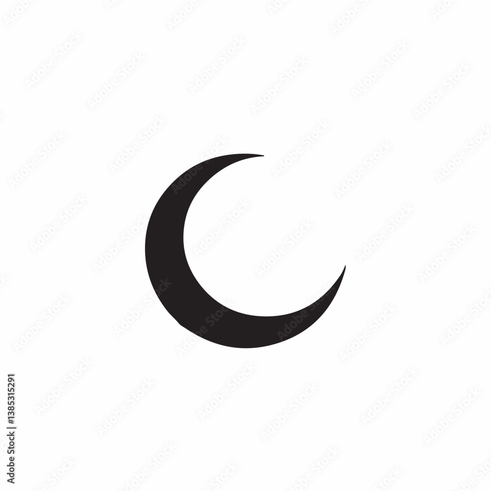 Crescent glyph shines elegantly alone against plain background simplicity Crescent glyph shines elegantly alone against plain background simplicity