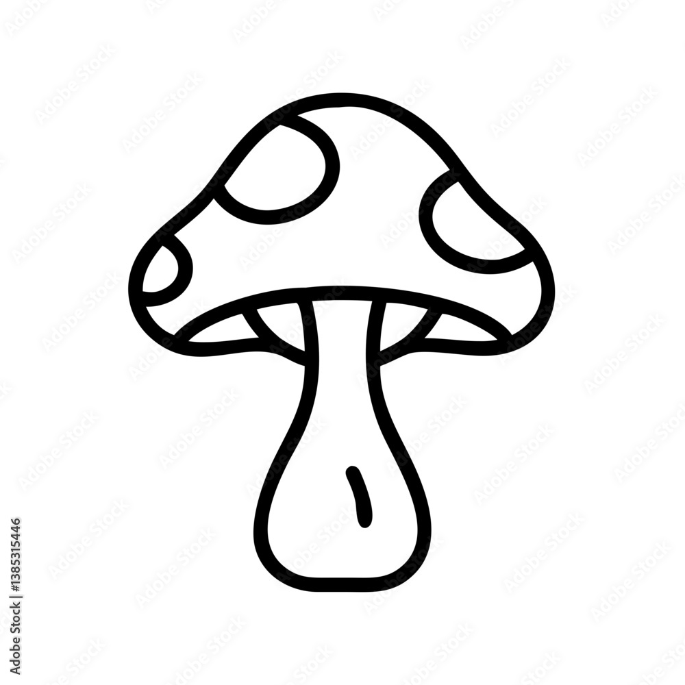 Mushroom illustration with a simplistic design and clear lines, suitable for botanical and culinary themes Mushroom illustration with a simplistic design and clear lines, suitable for botanical and culinary themes
