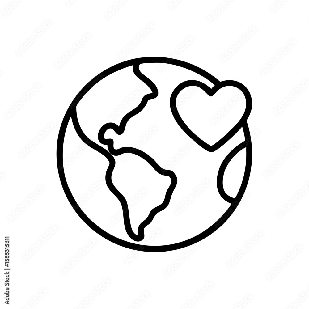 Earth with heart design symbolizing love for the planet and environmental awareness Earth with heart design symbolizing love for the planet and environmental awareness
