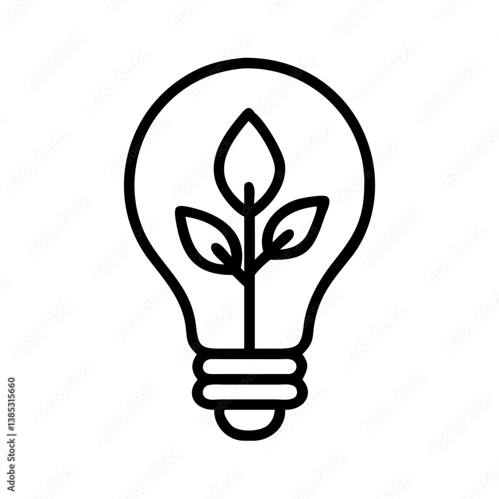 Eco-friendly lightbulb with a plant sprouting from inside, symbolizing sustainability and environmental awareness Eco-friendly lightbulb with a plant sprouting from inside, symbolizing sustainability and environmental awareness
