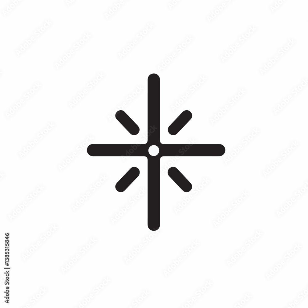 Graphical symbol radiates outward in white space minimal design Graphical symbol radiates outward in white space minimal design