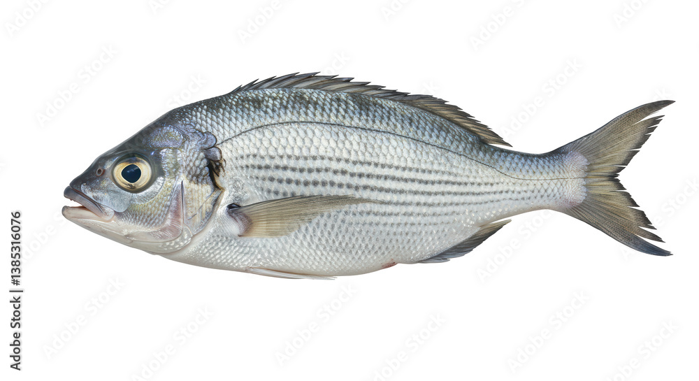 Isolated Fresh Fish with Scales and Fins Isolated Fresh Fish with Scales and Fins