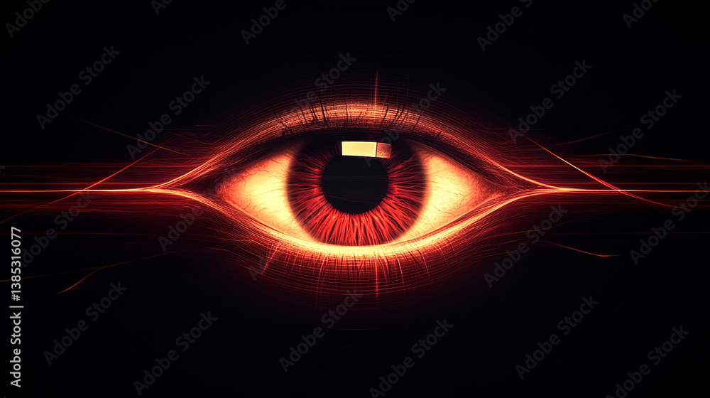 Abstract eye symbol glowing on dark background - clean Abstract eye symbol glowing on dark background - clean