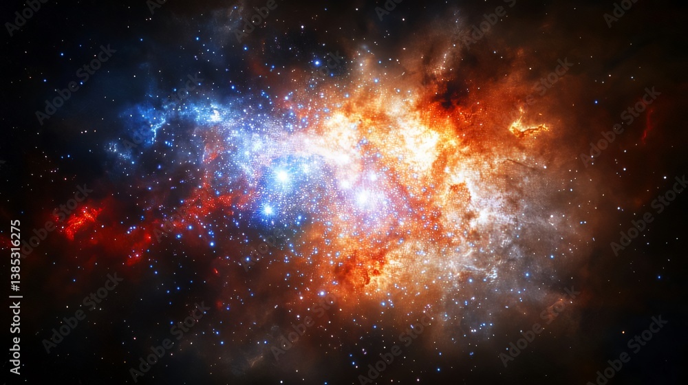 Fototapeta premium Exploring Deep Space Nebula with Stars Galaxy and Colorful Cosmic Dust