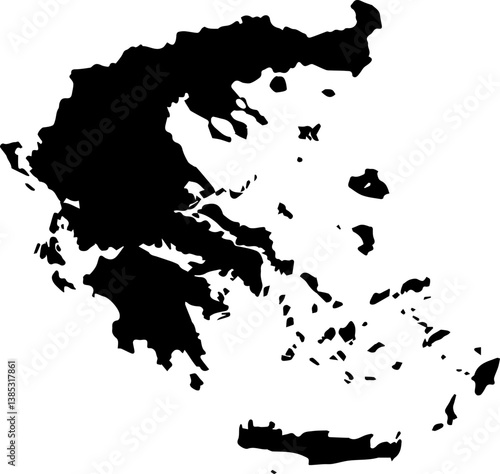 Greece black map illustration vector.eps
