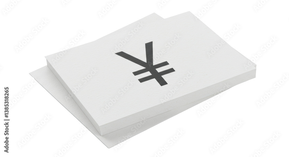 Obraz premium Isolated Stack of Paper with Yen Currency Symbol