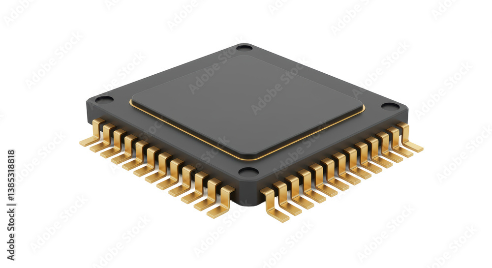 Isolated Rectangular Microchip for Computer Technology Isolated Rectangular Microchip for Computer Technology